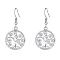 Cubic Zirconia Micro Pave Brass Earring, Tree, platinum plated, micro pave cubic zirconia & for woman, 27*15mm 