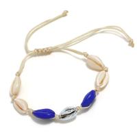 Natural Shell Connector Woven Ball Bracelet, with Nylon Cord, handmade, adjustable & for woman 340mm Approx 13.4 Inch 