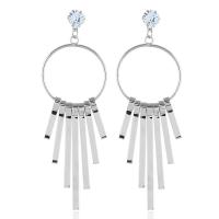 Zinc Alloy Drop Earring, with Cubic Zirconia, platinum color plated, for woman, 100*30mm 
