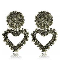 Zinc Alloy Drop Earring, Heart, plated, for woman & hollow 62*40mm 