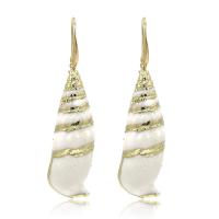 Shell Drop Earring, with Zinc Alloy, gold color plated, for woman, 75*18mm 