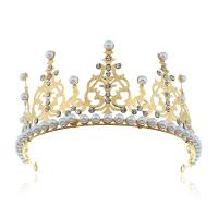 Bridal Tiaras, Zinc Alloy, with Plastic Pearl, plated, for bridal & with rhinestone 325*76mm 