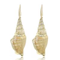 Shell Drop Earring, with Zinc Alloy, gold color plated, for woman, 75*25mm 