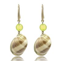 Shell Drop Earring, with Glass Beads & Zinc Alloy, gold color plated, for woman, 55*20mm 