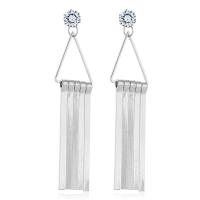 Zinc Alloy Tassel Earring, with Cubic Zirconia, plated, for woman 90*20mm 