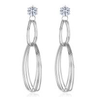 Zinc Alloy Drop Earring, with Cubic Zirconia, plated, for woman 72*15mm 