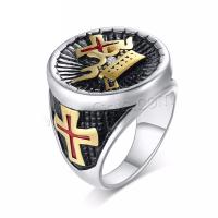 Rhinestone Stainless Steel Finger Ring, plated, fashion jewelry & for man & with rhinestone, silver color US Ring 