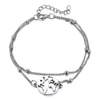 Zinc Alloy Anklet, silver color plated, Double Layer & Adjustable & Unisex, 215mm 