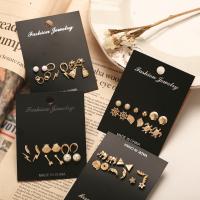 Zinc Alloy Stud Earring Set, gold color plated & for woman 
