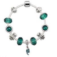 Zinc Alloy European Bracelets, with Crystal, plated & for woman & with rhinestone, green 