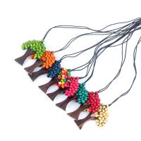 Holz Strickjacke-Kette Necklace, mit PU Schnur, Baum des Lebens, unisex, keine, 90x70mm, Länge:ca. 31.5 ZollInch, verkauft von Strang