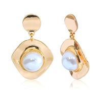 Plastic Pearl Zinc Alloy Earring, with ABS Plastic Pearl, stainless steel post pin, plated & for woman 