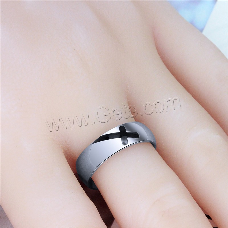 Titanium Steel Finger Ring, silver color plated, Unisex & different size for choice, US Ring Size:7-12, Sold By PC