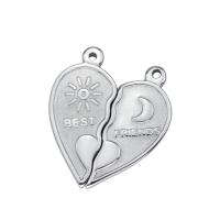Titanium Steel Pendants, Heart, silver color plated Approx 1-3mm 