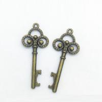 Zinklegierung Schlüssel Anhänger, antike Bronzefarbe plattiert, 66x28x4mm, Bohrung:ca. 1mm, 100PCs/Tasche, verkauft von Tasche