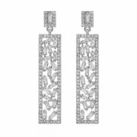 Cubic Zirconia Micro Pave Brass Earring, with Cubic Zirconia, platinum plated, micro pave cubic zirconia & for woman, 41*8mm 