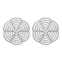 Cubic Zirconia Micro Pave Brass Earring, with Cubic Zirconia, Flower, platinum plated, micro pave cubic zirconia & for woman 30*30mm 