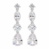 Cubic Zirconia Micro Pave Brass Earring, with Cubic Zirconia, platinum plated, micro pave cubic zirconia & for woman, 45*11mm 