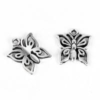 Zinc Alloy Animal Pendants, Butterfly, silver color plated, DIY, 14*13mm, 10/Bag 