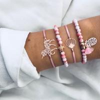 Acrylic Zinc Alloy Bracelets, with Cotton Cord & Acrylic, plated, 4 pieces & for woman .5 Inch 