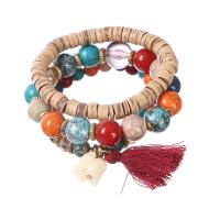Zinc Alloy Resin Bracelets, with Resin, Tassel, plated, elastic & for woman, mixed colors Approx 7 Inch 
