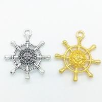 Zinc Alloy Ship Wheel & Anchor Pendant, plated, hollow Approx 2mm 
