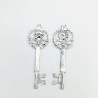 Zinc Alloy Key Pendants, antique silver color plated, hollow Approx 1mm 