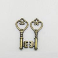 Zinklegierung Schlüssel Anhänger, antike Bronzefarbe plattiert, 45x18x3mm, Bohrung:ca. 1mm, 100PCs/Tasche, verkauft von Tasche