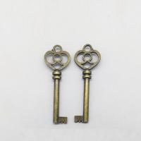 Zinklegierung Schlüssel Anhänger, antike Bronzefarbe plattiert, 60x20x3mm, Bohrung:ca. 1mm, 100PCs/Tasche, verkauft von Tasche