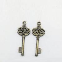 Zinklegierung Schlüssel Anhänger, antike Bronzefarbe plattiert, 45x17x2mm, Bohrung:ca. 1mm, 100PCs/Tasche, verkauft von Tasche