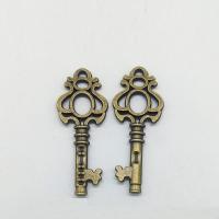 Zinklegierung Schlüssel Anhänger, antike Bronzefarbe plattiert, 43x17x2mm, Bohrung:ca. 1mm, 100PCs/Tasche, verkauft von Tasche