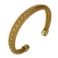 pulsera brazalete de acero inoxidable, chapado en color dorado, para mujer, 9mm, diámetro interior:aproximado 57x51mm, Vendido por UD