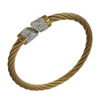 Bracelet en acier inoxydable, avec argile, Placage de couleur d'or, pour femme, 10mm,5mm, Diamètre inté Environ Vendu par PC