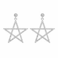 Cubic Zirconia Micro Pave Brass Earring, with Cubic Zirconia, Star, platinum plated, micro pave cubic zirconia & for woman 30*23mm 