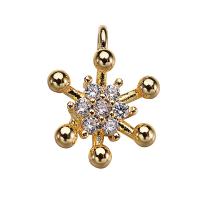 Cubic Zirconia Micro Pave Brass Pendant, Flower, real gold plated, micro pave cubic zirconia & for woman, 8.6*12mm 