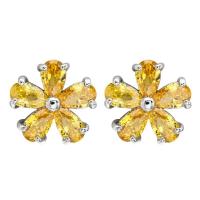 Cubic Zircon Brass Earring, with Cubic Zirconia, Flower, platinum plated, micro pave cubic zirconia & for woman 11*11mm 