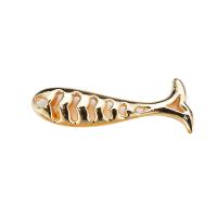 Латунные Подвески в форме животного, Латунь, Рыба, плакированный настоящим золотом, отверстие, 15*23mm, отверстие:Приблизительно 2mm, продается PC
