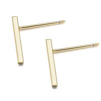Brass Earring Stud Component, real gold plated, DIY, 1.45*12.5mm 