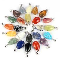 Natural Stone Pendant, plated 20-30mm, 10/Bag 