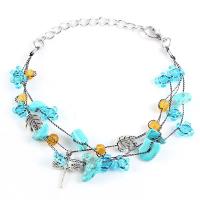 Zinc Alloy Resin Bracelets, with Natural Stone & Resin, plated & for woman, 170mm 