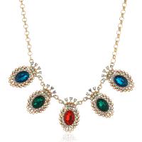 Crystal Zinc Alloy Necklace, with Crystal, gold color plated, for woman & with rhinestone .3 Inch 