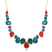Rhinestone Zinc Alloy Necklace, with Acrylic, gold color plated, for woman & with rhinestone .7 Inch 