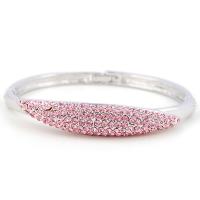 Rhinestone Zinc Alloy Bangle, silver color plated, for woman & with rhinestone .5 Inch 