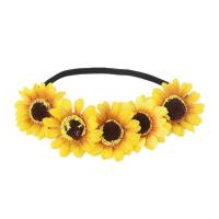 Bridal Hair Flowers, Polyester, with Polyester Ribbon, fashion jewelry & for woman, yellow, 50cm 