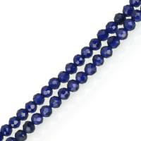 Glasstein Perle, rund, facettierte, blau, 2x2x2mm, Bohrung:ca. 1mm, Länge:ca. 15.5 ZollInch, ca. 209PCs/Strang, verkauft von Strang