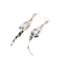Fashion Feather Earring , Zinc Alloy, with Feather, plated, for woman 125mm 