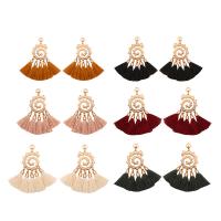 Fashion Tassel Earring, Zinc Alloy, with Cotton Thread, stainless steel post pin, gold color plated, Bohemian style & for woman 