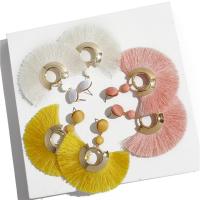 Fashion Tassel Earring, Zinc Alloy, Fan, gold color plated, for woman 