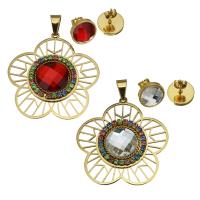 Rhinestone stainless steel Jewelry Set, Stud Earring & pendant, with Rhinestone, gold color plated, for woman 12mm Approx 