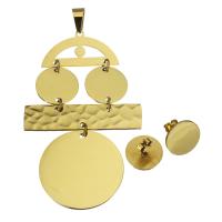 Parures de bijoux en acier inoxydable, Boucle d’oreille stud & pendentif, Placage de couleur d'or, pour femme 13mm Environ Vendu par fixé